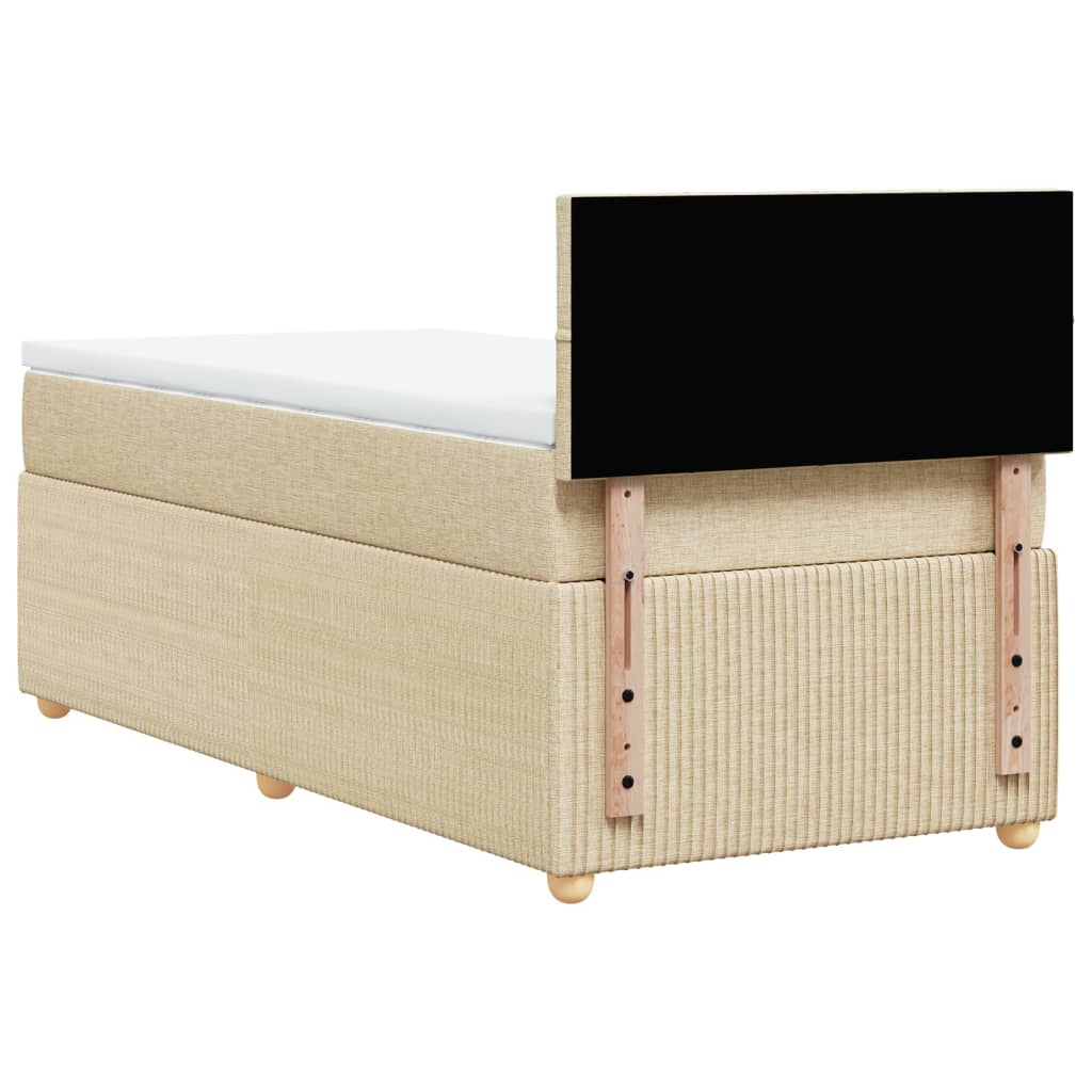 Boxspring met matras stof crèmekleurig 100x200 cm is nu te koop bij PeponiXL, paradijselijk wonen!