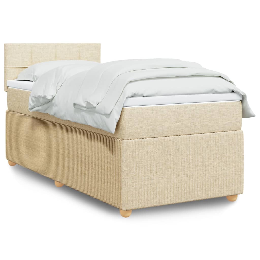 Boxspring met matras stof crèmekleurig 100x200 cm is nu te koop bij PeponiXL, paradijselijk wonen!
