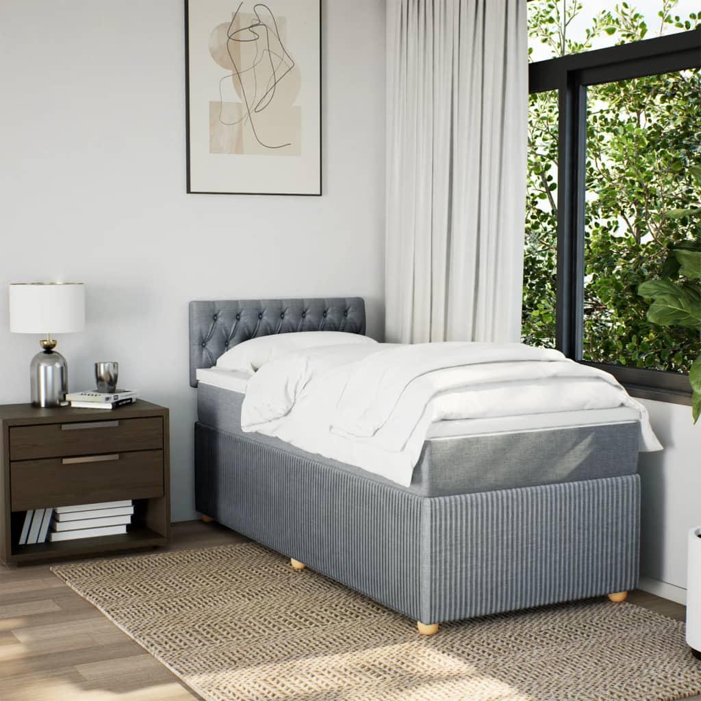 Boxspring met matras stof lichtgrijs 100x200 cm is nu te koop bij PeponiXL, paradijselijk wonen!