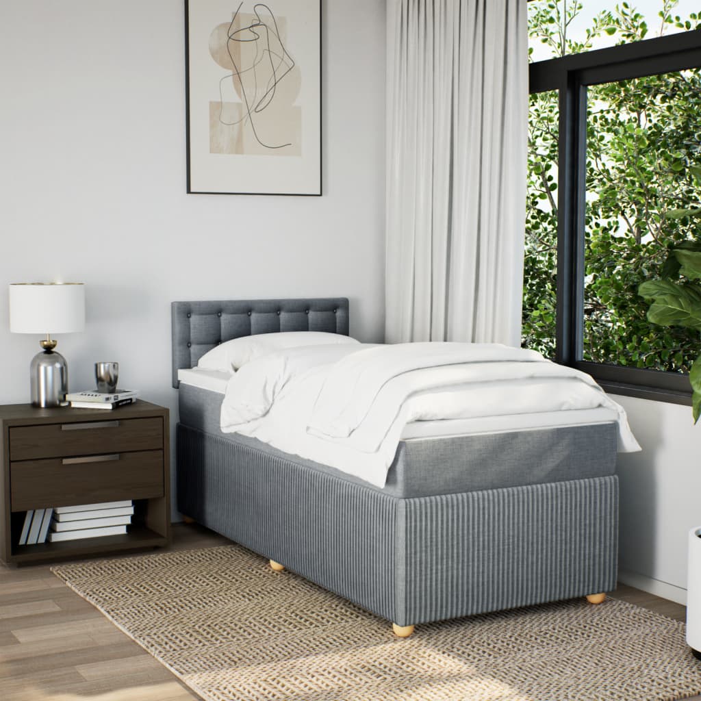Boxspring met matras stof lichtgrijs 100x200 cm is nu te koop bij PeponiXL, paradijselijk wonen!