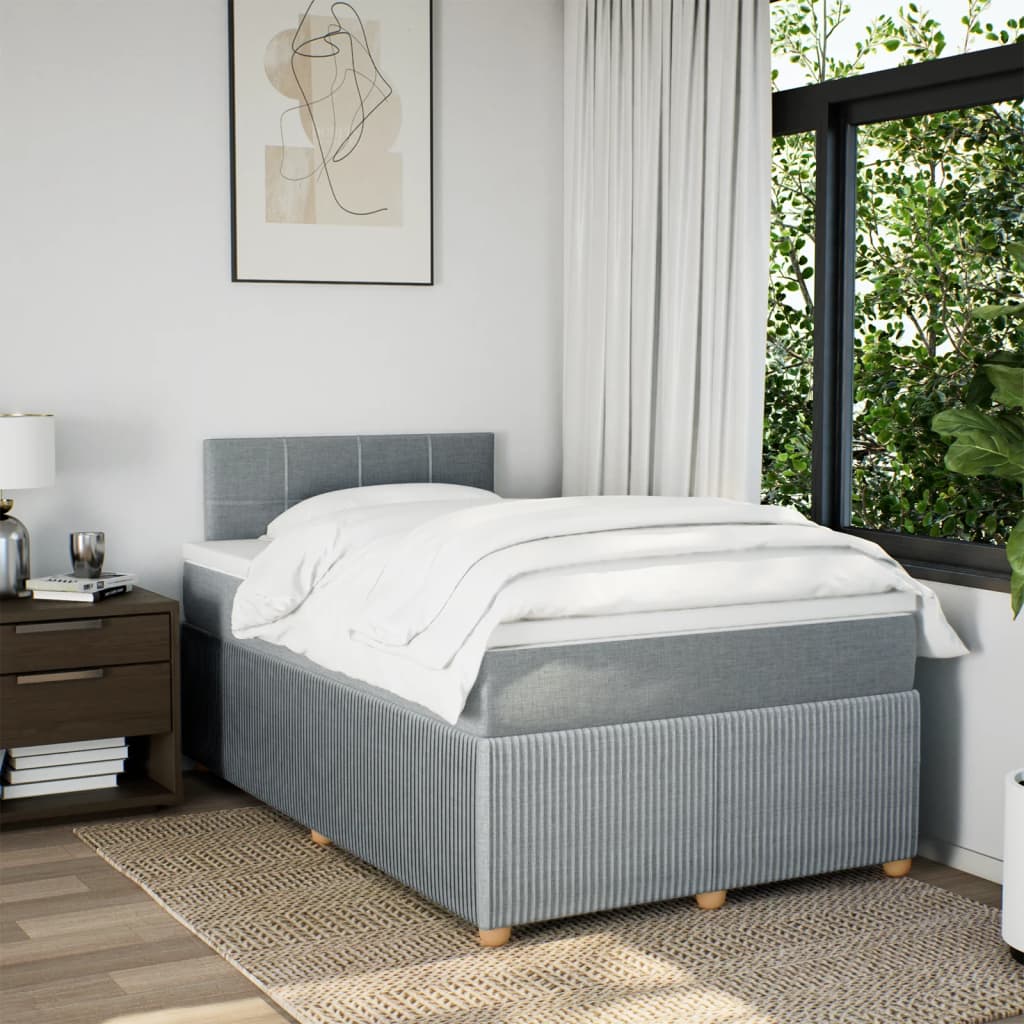 Boxspring met matras stof lichtgrijs 120x190 cm is nu te koop bij PeponiXL, paradijselijk wonen!