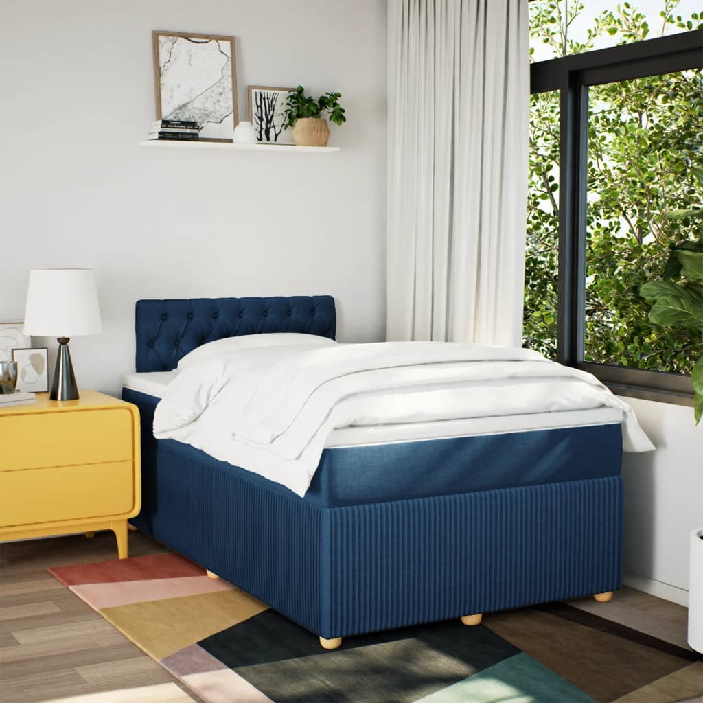 Boxspring met matras stof blauw 120x190 cm is nu te koop bij PeponiXL, paradijselijk wonen!
