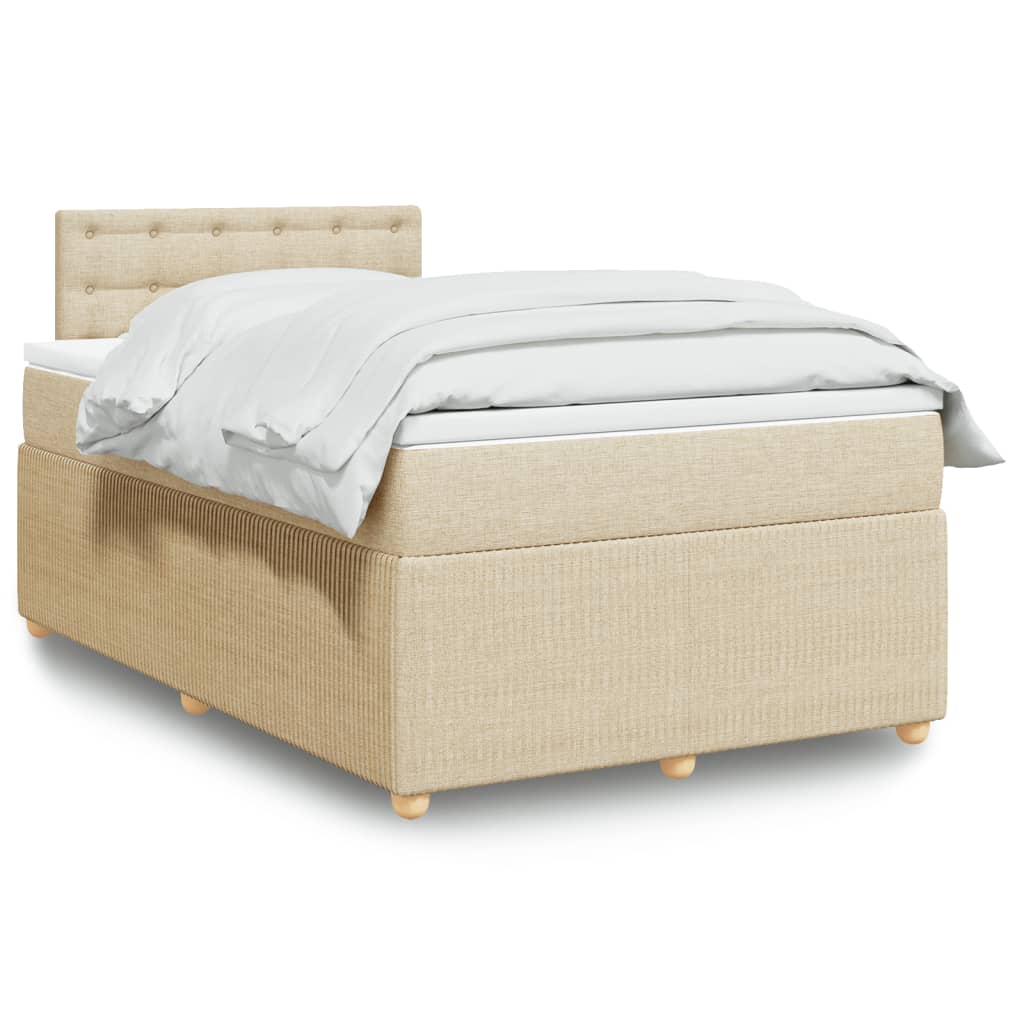 Boxspring met matras stof crèmekleurig 120x190 cm is nu te koop bij PeponiXL, paradijselijk wonen!