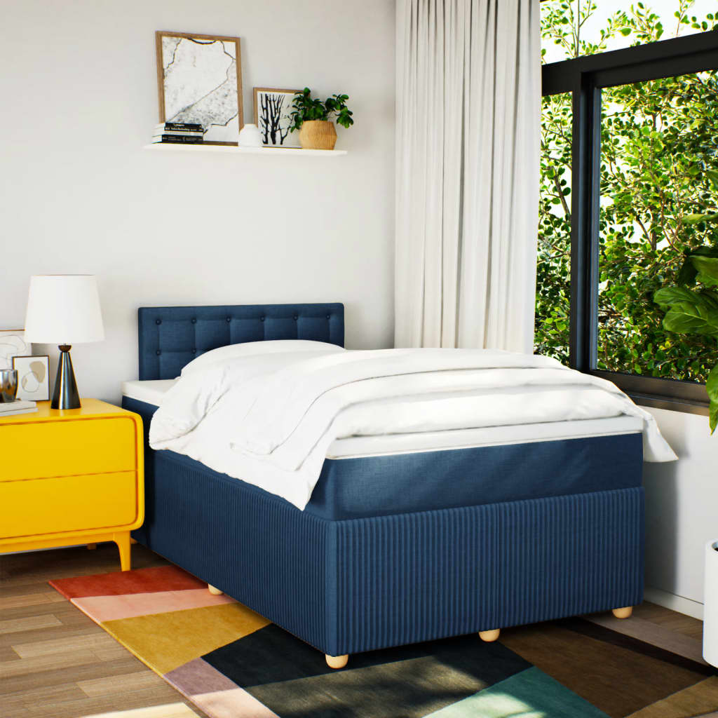 Boxspring met matras stof blauw 120x190 cm is nu te koop bij PeponiXL, paradijselijk wonen!