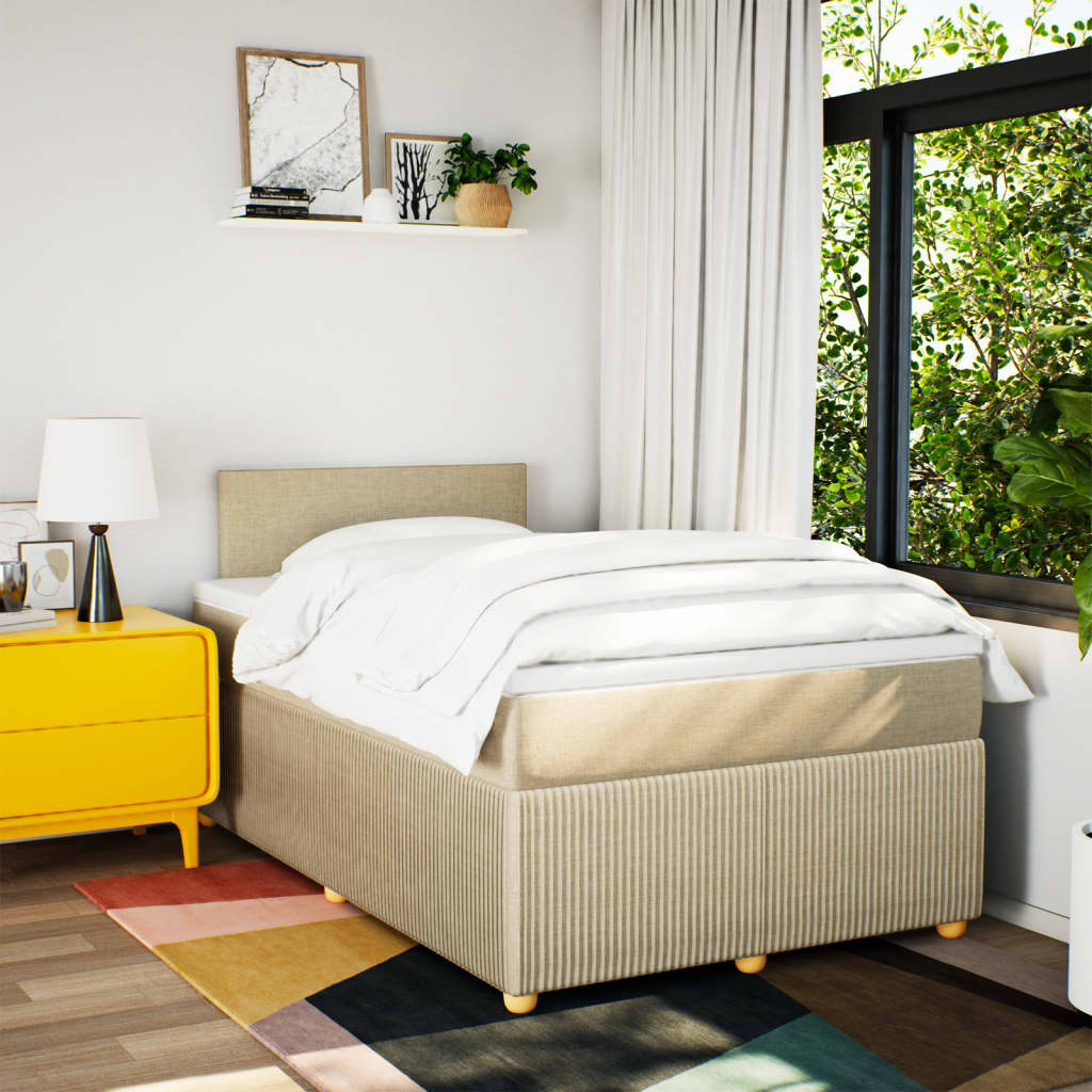 Boxspring met matras stof crèmekleurig 120x200 cm is nu te koop bij PeponiXL, paradijselijk wonen!