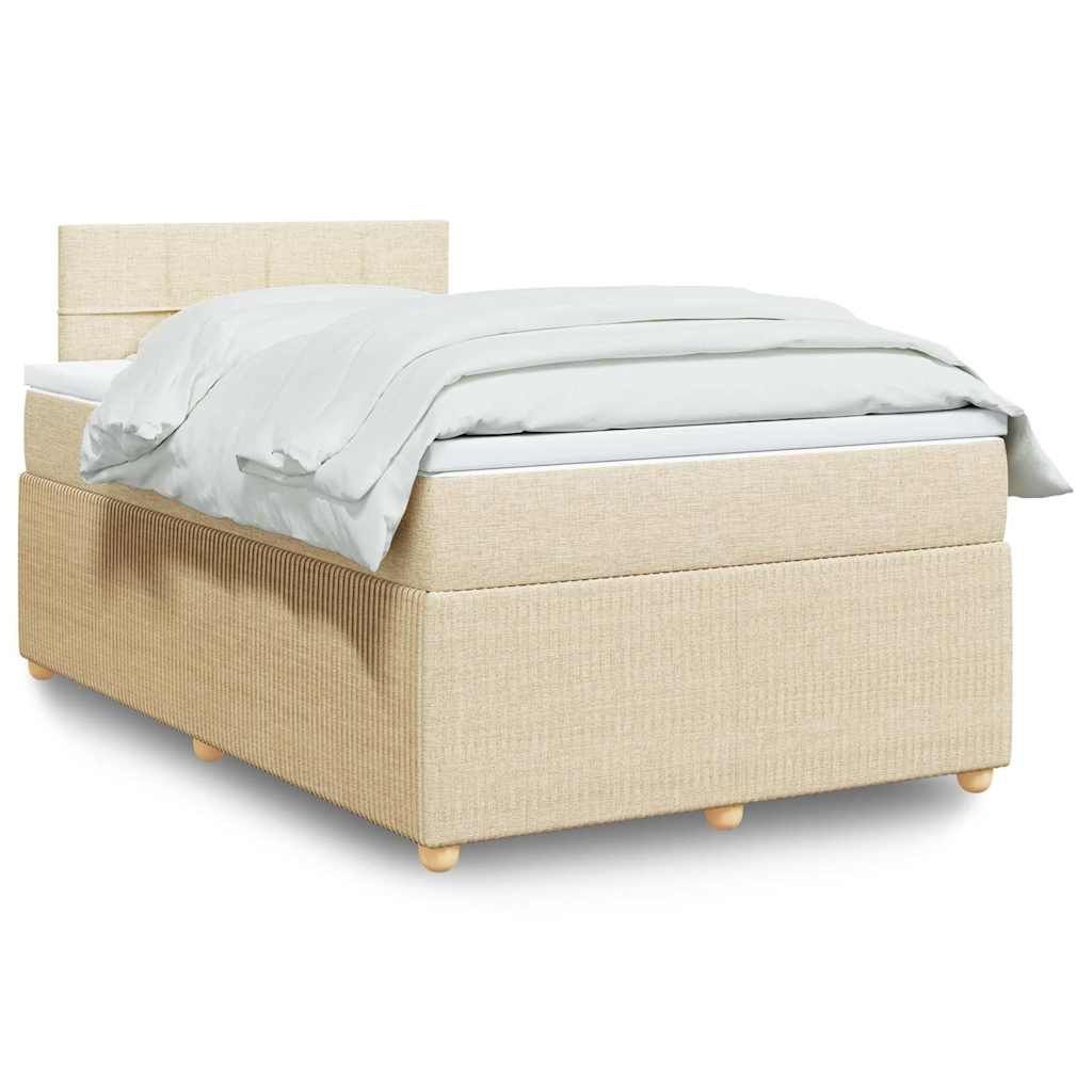 Boxspring met matras stof crèmekleurig 120x200 cm is nu te koop bij PeponiXL, paradijselijk wonen!