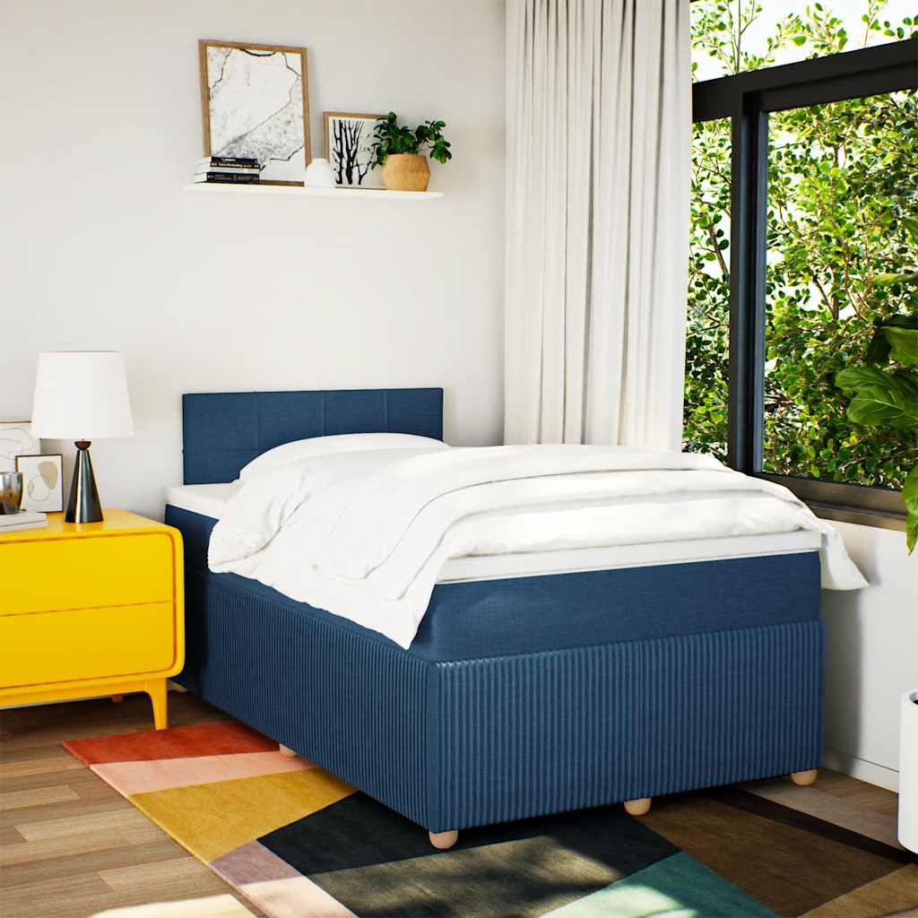 Boxspring met matras stof blauw 120x200 cm is nu te koop bij PeponiXL, paradijselijk wonen!