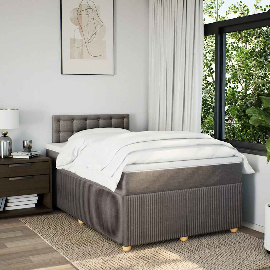 Boxspring met matras stof taupe 120x200 cm is nu te koop bij PeponiXL, paradijselijk wonen!