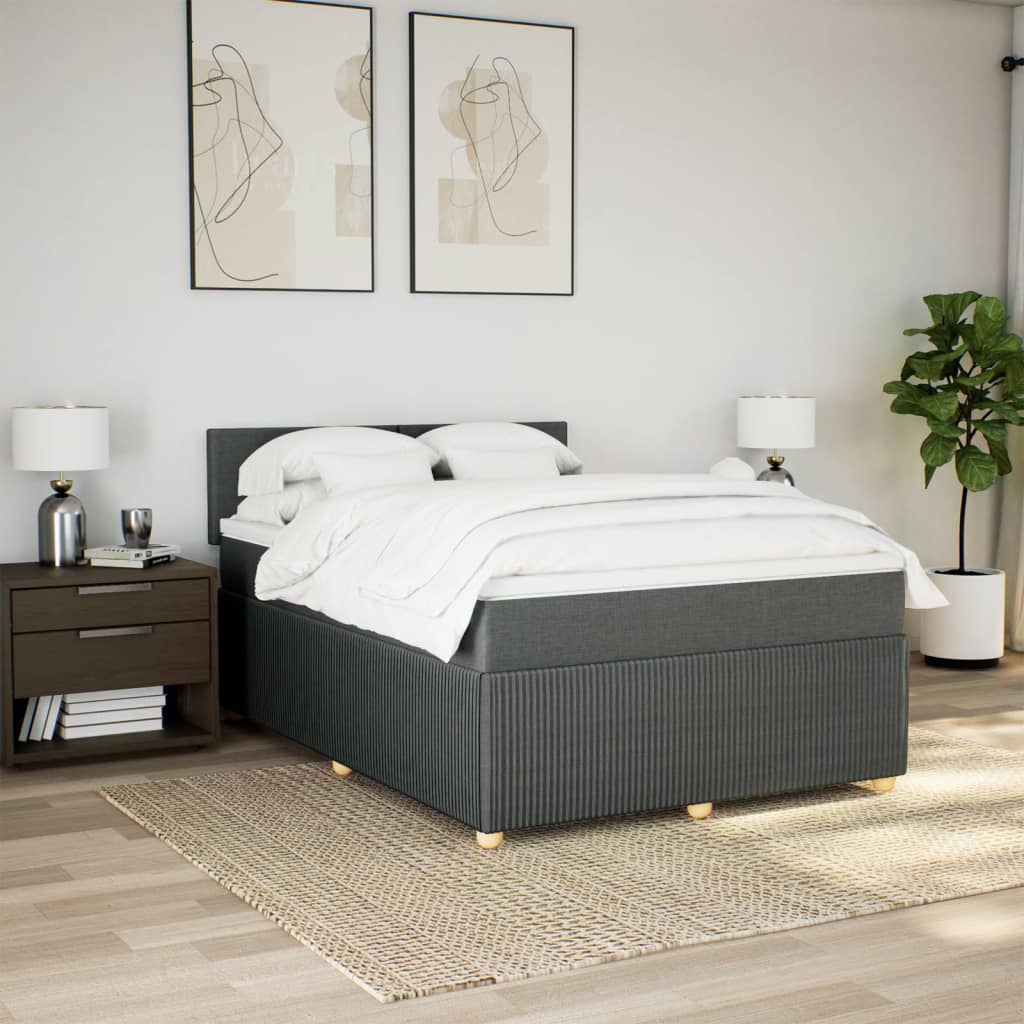 Boxspring met matras stof donkergrijs 140x190 cm is nu te koop bij PeponiXL, paradijselijk wonen!
