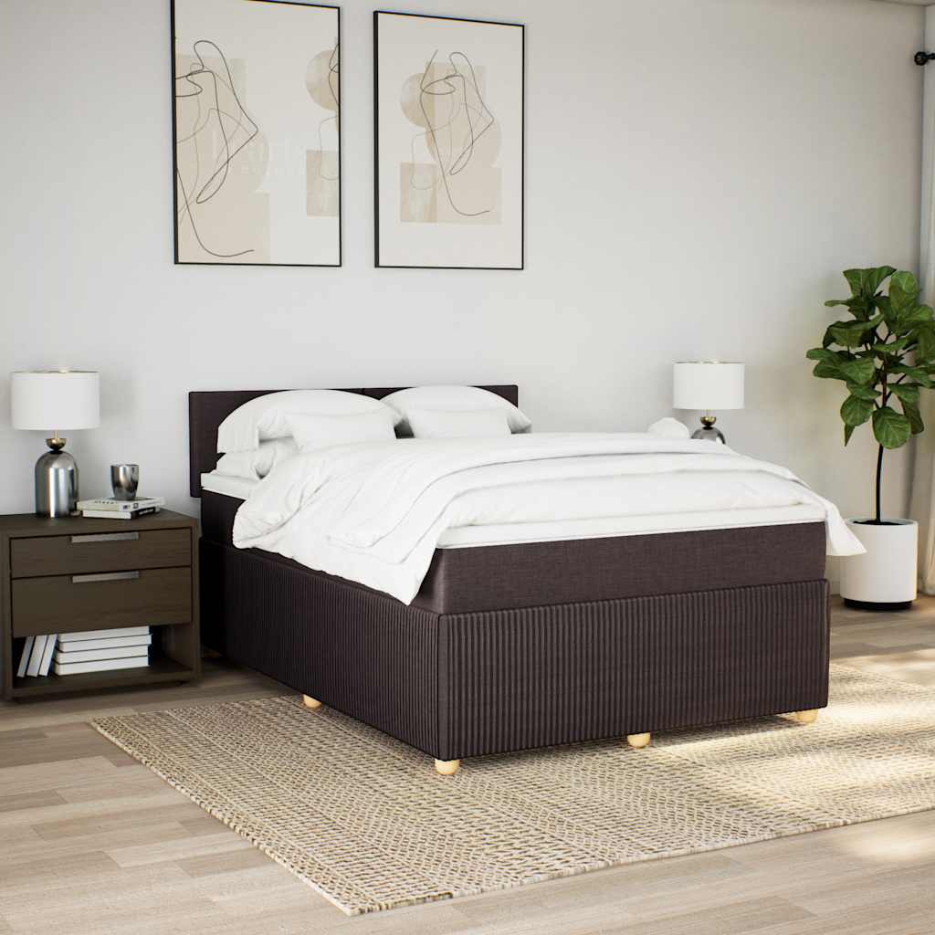 Boxspring met matras stof donkerbruin 140x190 cm is nu te koop bij PeponiXL, paradijselijk wonen!