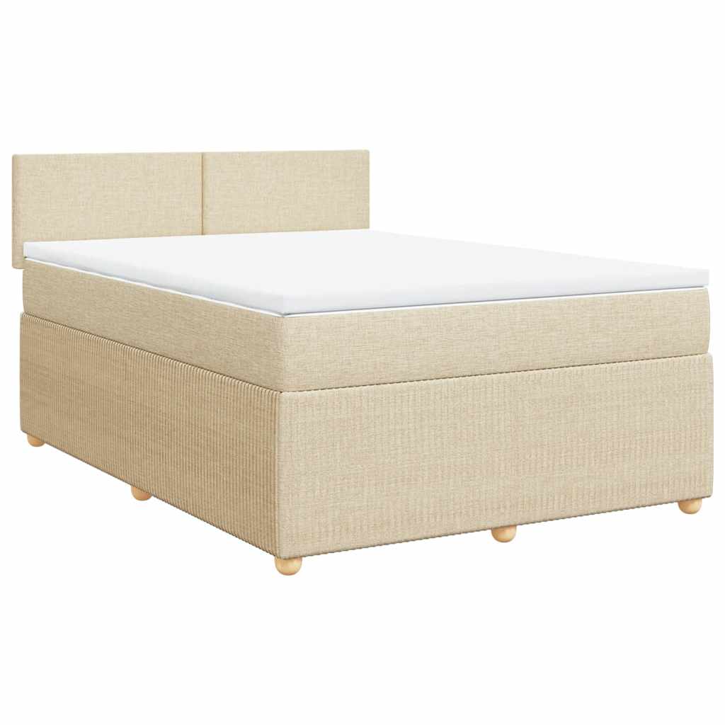Boxspring met matras stof crèmekleurig 140x190 cm is nu te koop bij PeponiXL, paradijselijk wonen!