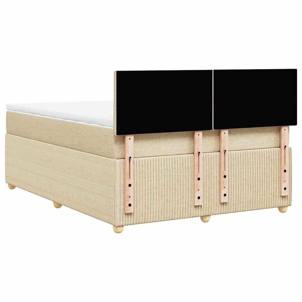 Boxspring met matras stof crèmekleurig 140x190 cm is nu te koop bij PeponiXL, paradijselijk wonen!