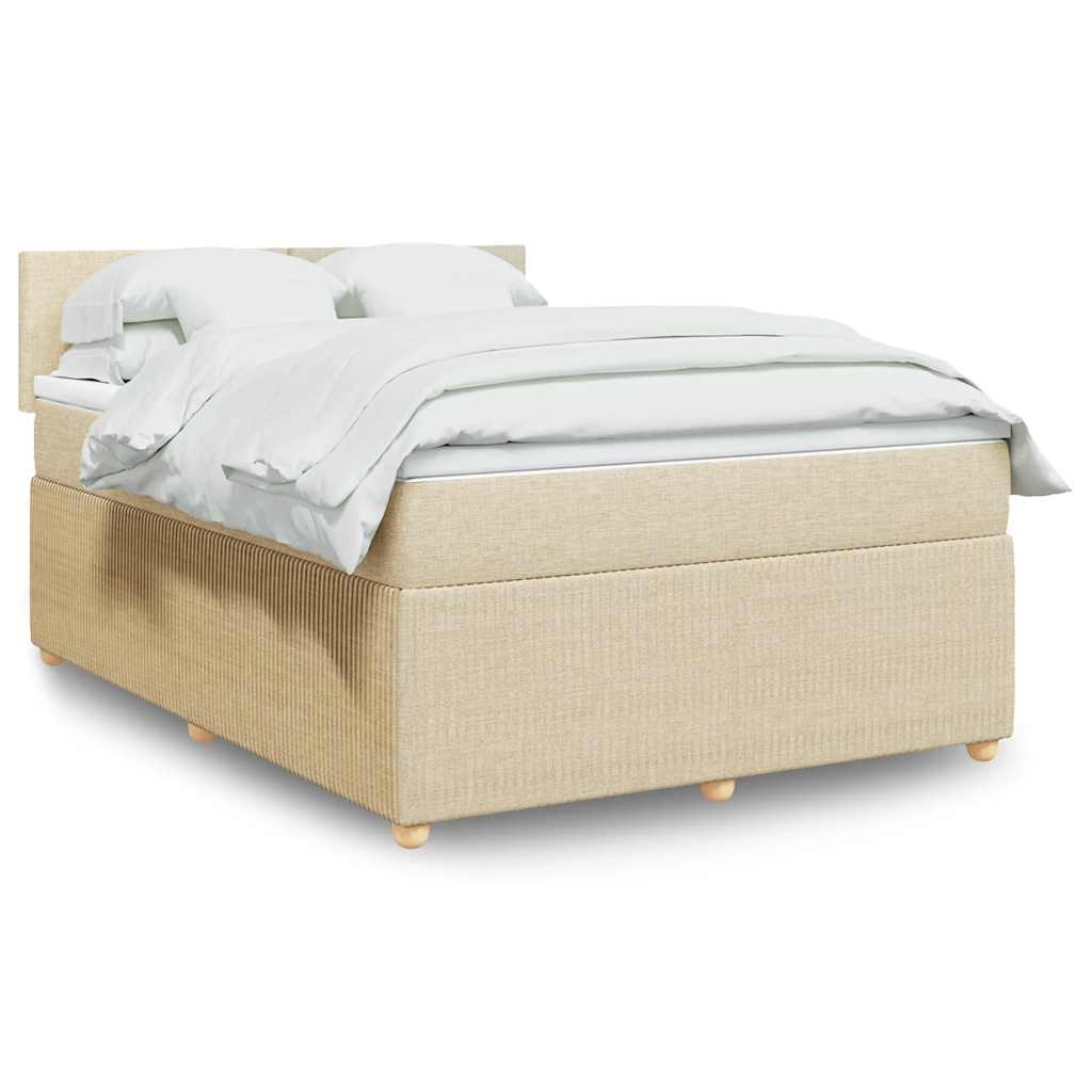 Boxspring met matras stof crèmekleurig 140x190 cm is nu te koop bij PeponiXL, paradijselijk wonen!