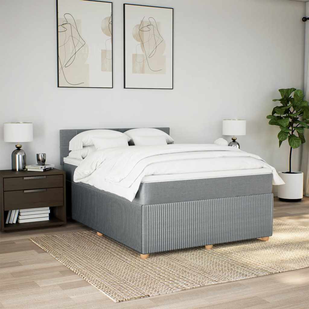 Boxspring met matras stof lichtgrijs 140x190 cm is nu te koop bij PeponiXL, paradijselijk wonen!