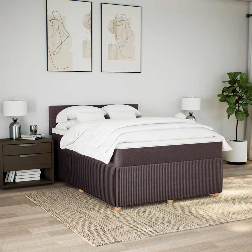Boxspring met matras stof donkerbruin 140x190 cm is nu te koop bij PeponiXL, paradijselijk wonen!