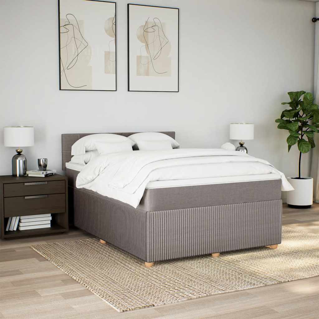 Boxspring met matras stof taupe 140x190 cm is nu te koop bij PeponiXL, paradijselijk wonen!