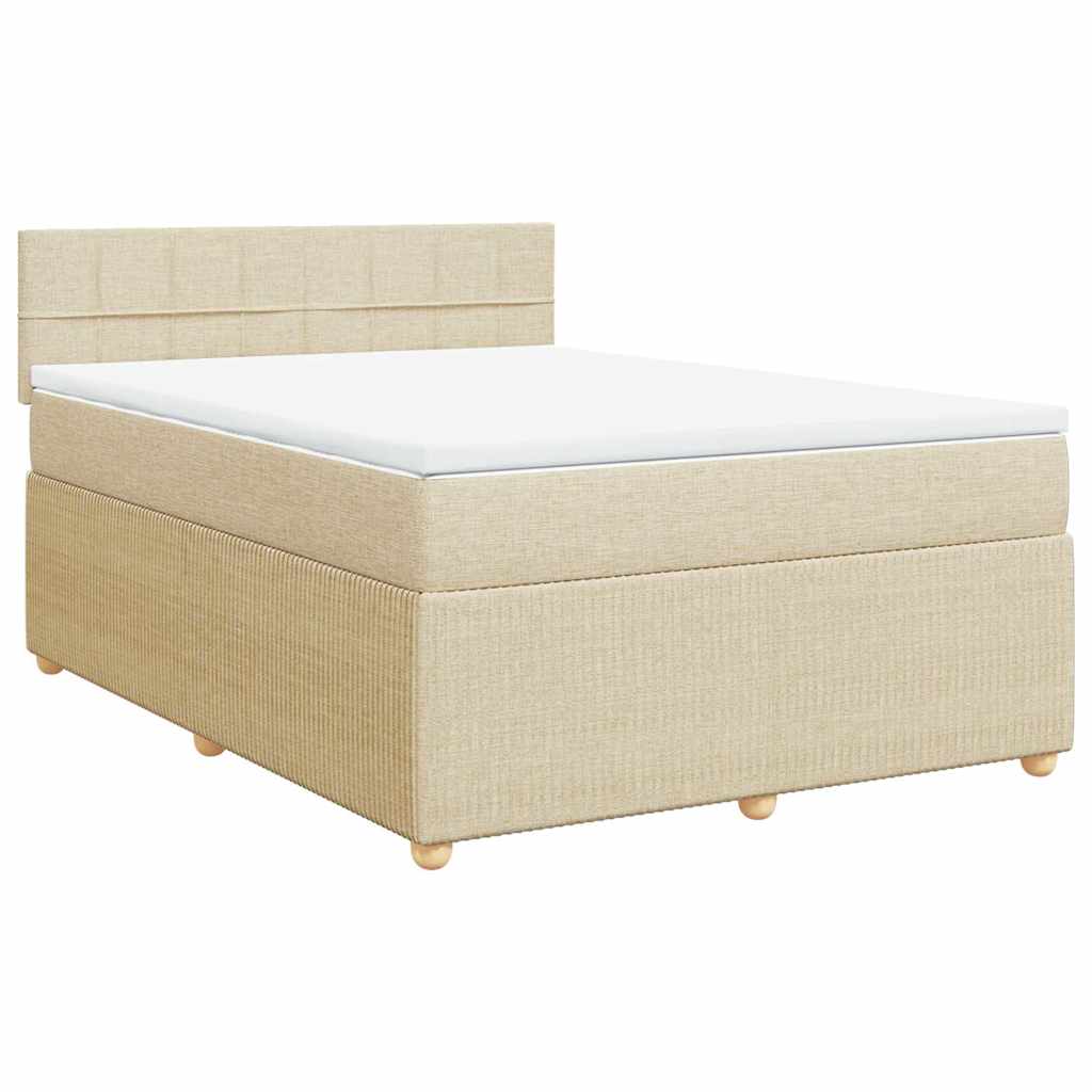 Boxspring met matras stof crèmekleurig 140x190 cm is nu te koop bij PeponiXL, paradijselijk wonen!