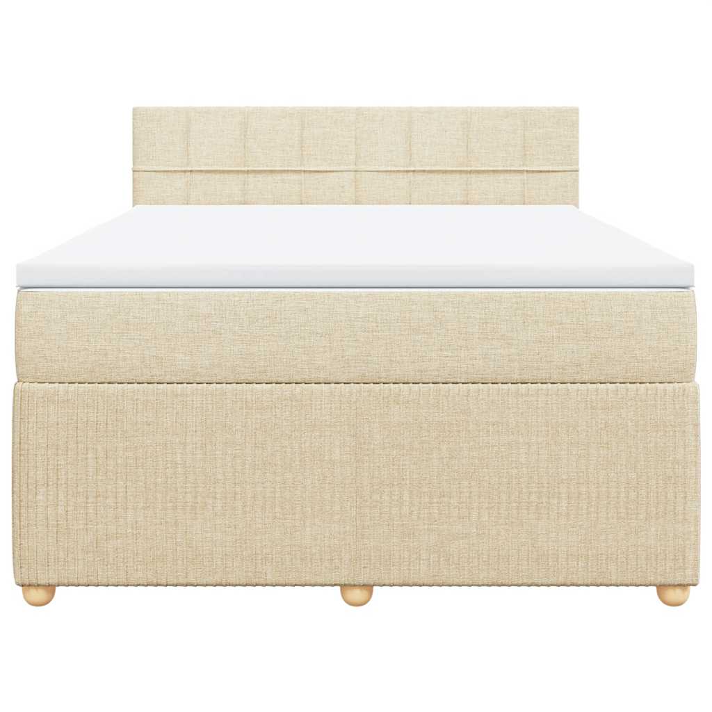 Boxspring met matras stof crèmekleurig 140x190 cm is nu te koop bij PeponiXL, paradijselijk wonen!