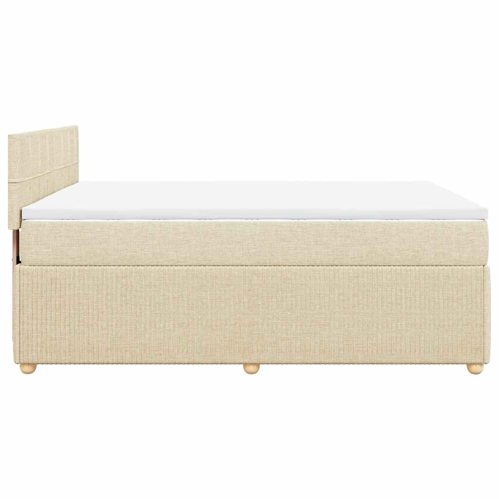 Boxspring met matras stof crèmekleurig 140x190 cm is nu te koop bij PeponiXL, paradijselijk wonen!