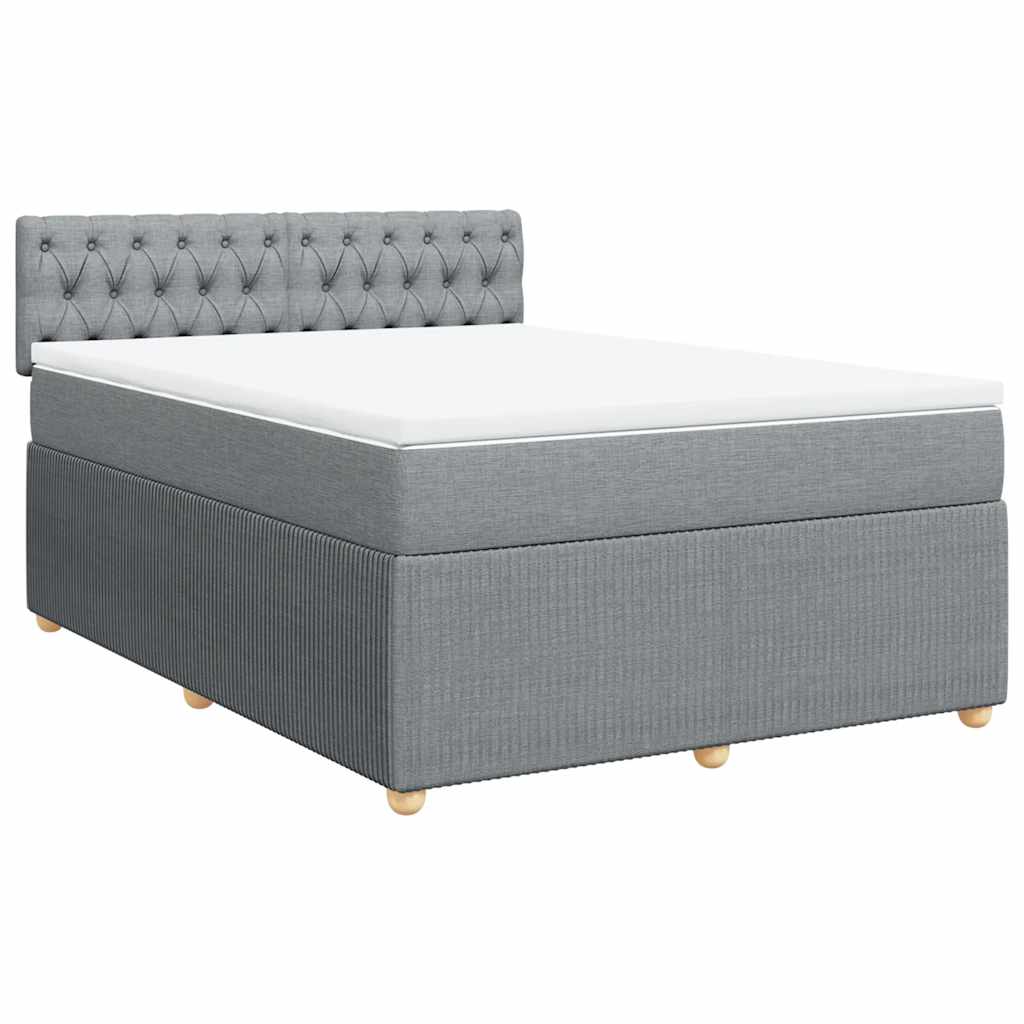 Boxspring met matras stof lichtgrijs 140x190 cm is nu te koop bij PeponiXL, paradijselijk wonen!