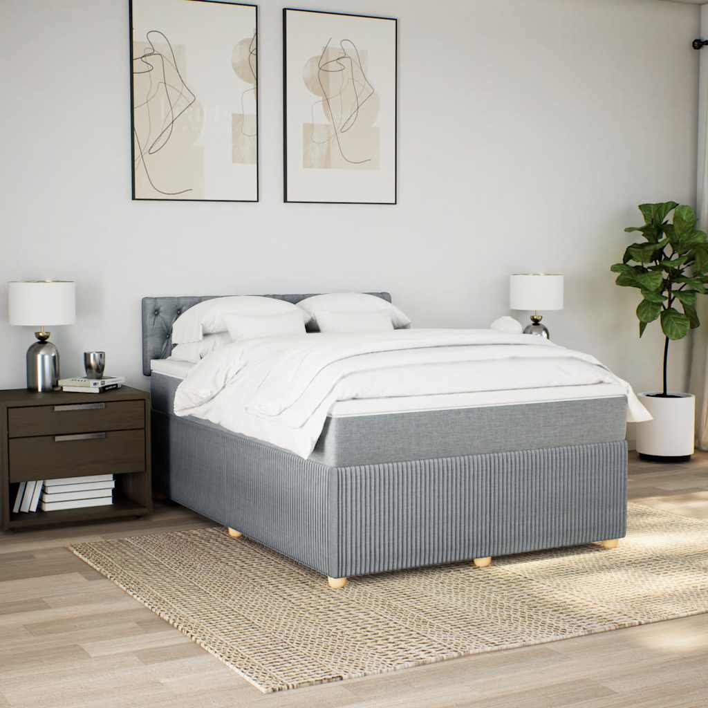 Boxspring met matras stof lichtgrijs 140x190 cm is nu te koop bij PeponiXL, paradijselijk wonen!