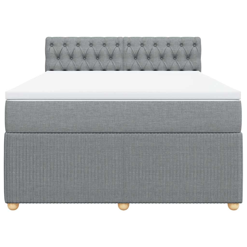 Boxspring met matras stof lichtgrijs 140x190 cm is nu te koop bij PeponiXL, paradijselijk wonen!