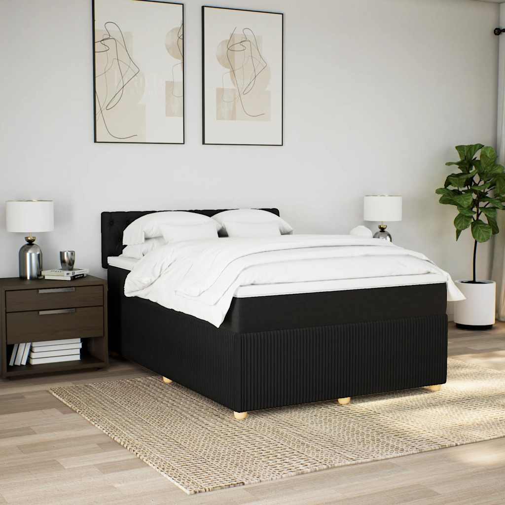 Boxspring met matras stof zwart 140x190 cm is nu te koop bij PeponiXL, paradijselijk wonen!