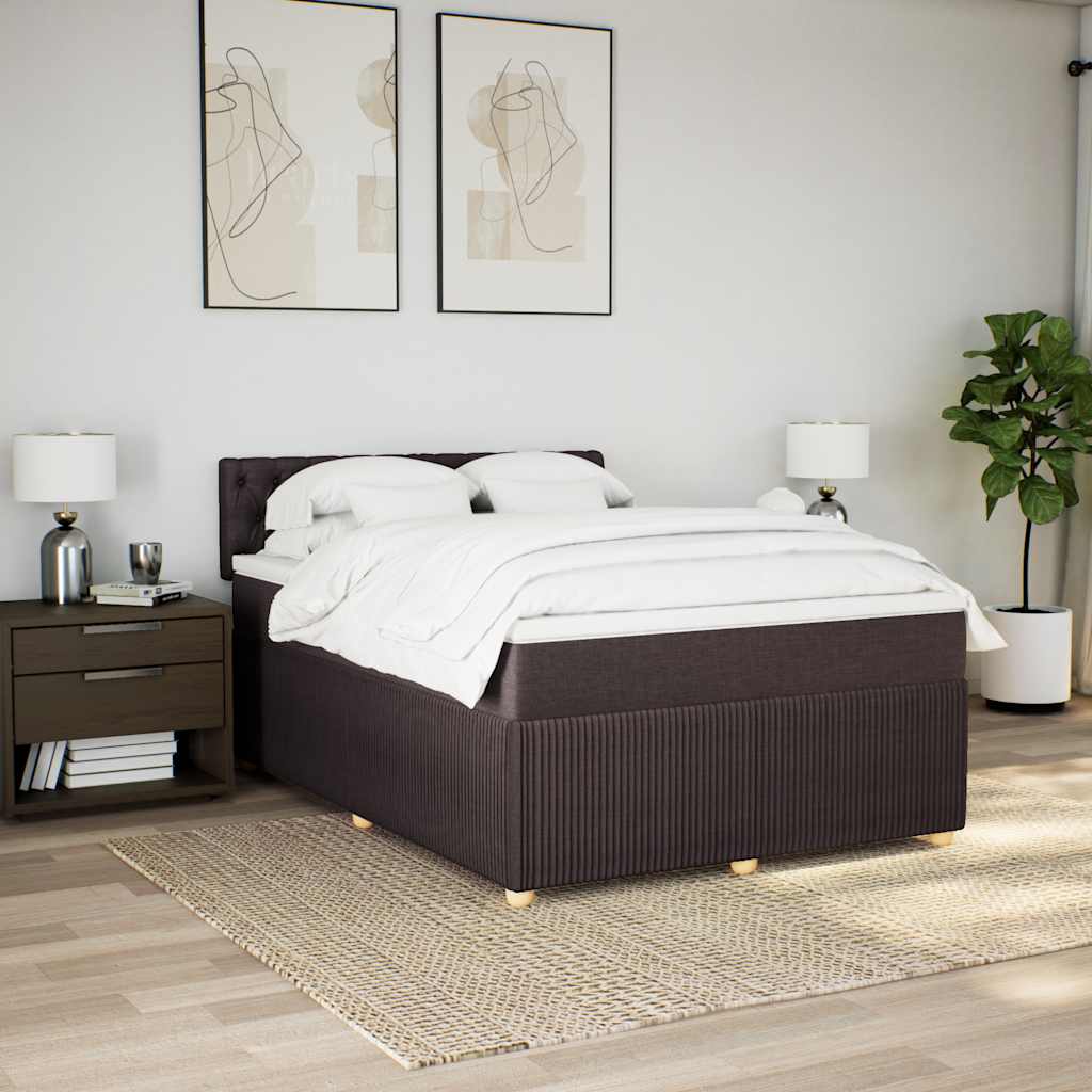 Boxspring met matras stof donkerbruin 140x190 cm is nu te koop bij PeponiXL, paradijselijk wonen!
