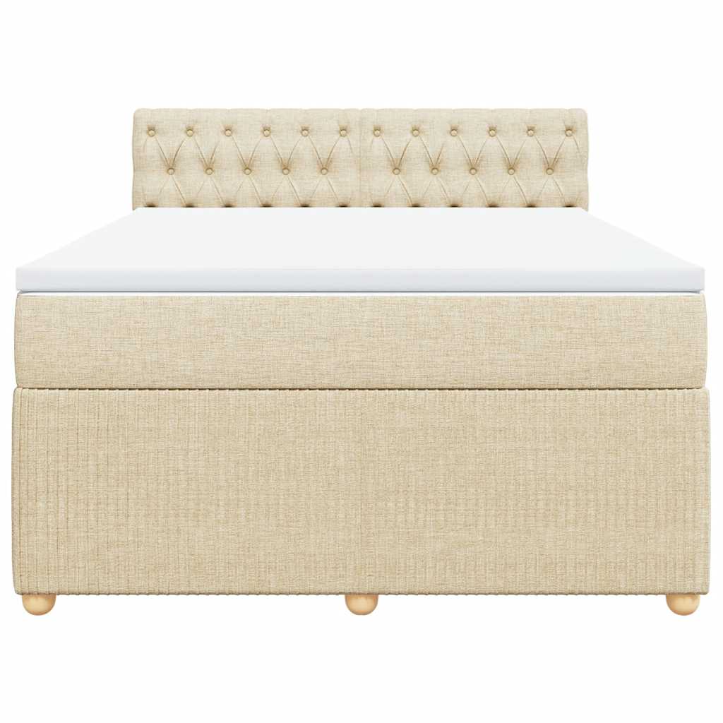 Boxspring met matras stof crèmekleurig 140x190 cm is nu te koop bij PeponiXL, paradijselijk wonen!
