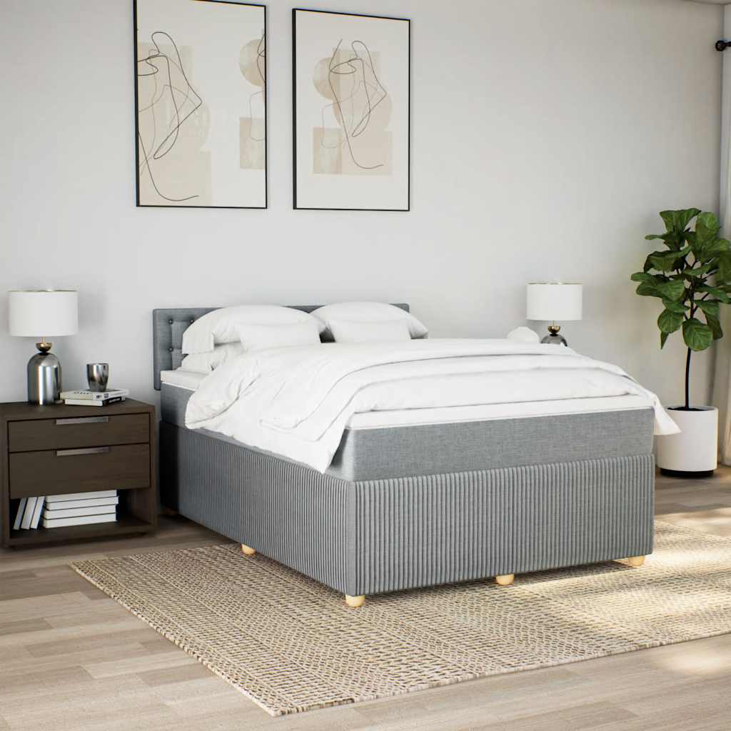 Boxspring met matras stof lichtgrijs 140x190 cm is nu te koop bij PeponiXL, paradijselijk wonen!