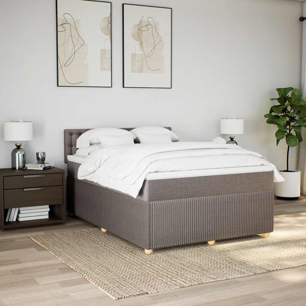 Boxspring met matras stof taupe 140x190 cm is nu te koop bij PeponiXL, paradijselijk wonen!