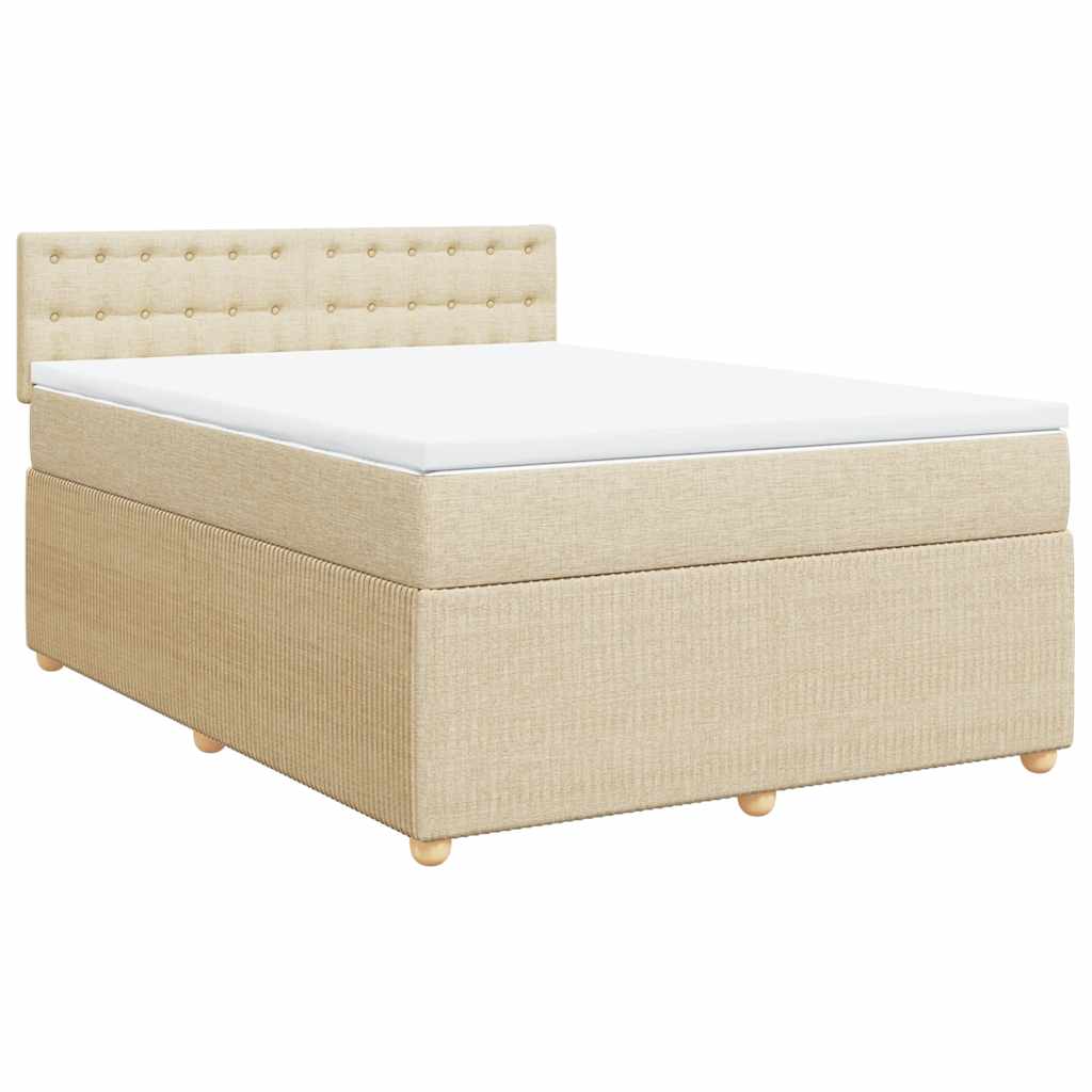 Boxspring met matras stof crèmekleurig 140x190 cm is nu te koop bij PeponiXL, paradijselijk wonen!