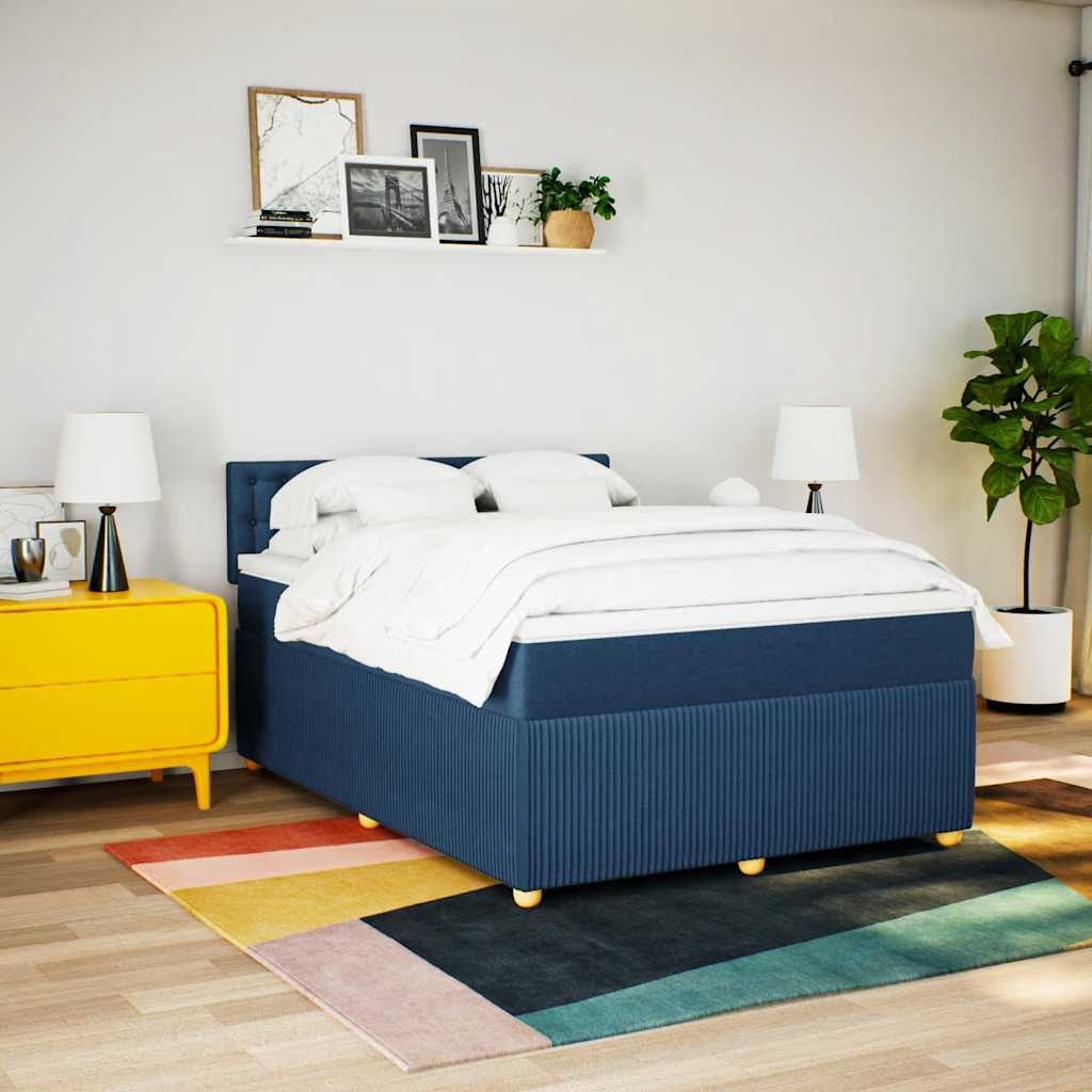 Boxspring met matras stof blauw 140x190 cm is nu te koop bij PeponiXL, paradijselijk wonen!