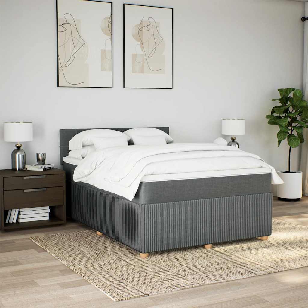 Boxspring met matras stof donkergrijs 140x200 cm is nu te koop bij PeponiXL, paradijselijk wonen!