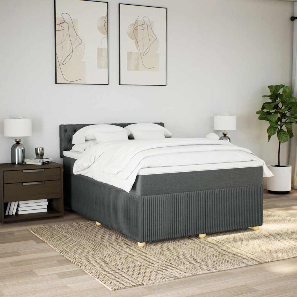 Boxspring met matras stof donkergrijs 140x200 cm is nu te koop bij PeponiXL, paradijselijk wonen!