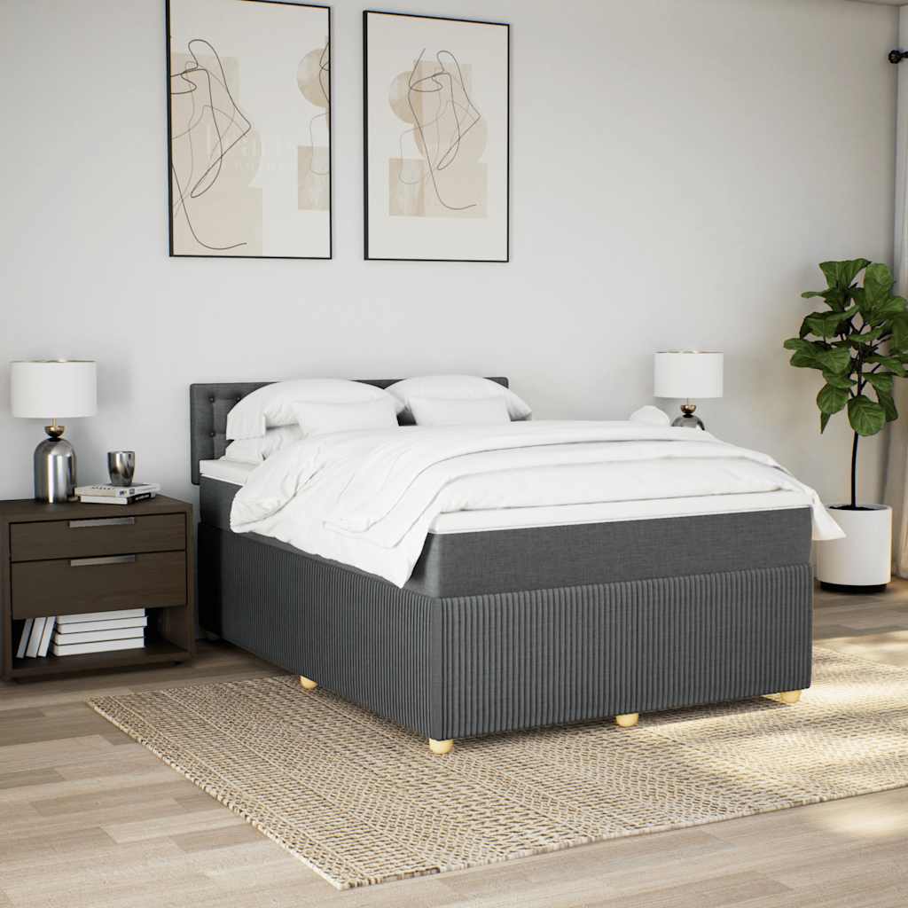 Boxspring met matras stof donkergrijs 140x200 cm is nu te koop bij PeponiXL, paradijselijk wonen!