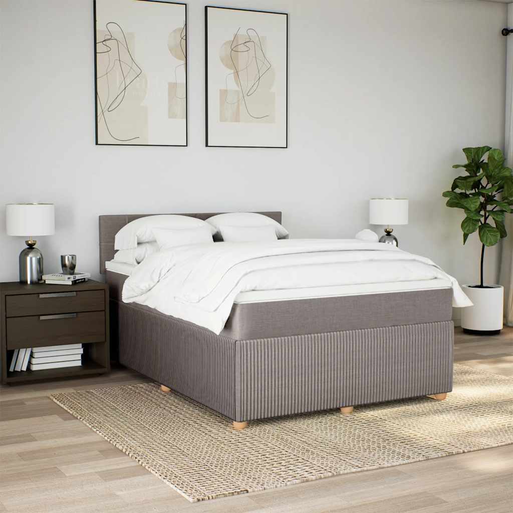 Boxspring met matras stof taupe 160x200 cm is nu te koop bij PeponiXL, paradijselijk wonen!