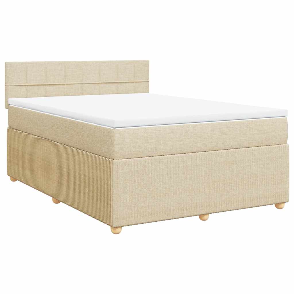 Boxspring met matras stof crèmekleurig 160x200 cm is nu te koop bij PeponiXL, paradijselijk wonen!