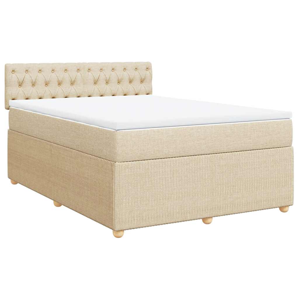 Boxspring met matras stof crèmekleurig 160x200 cm is nu te koop bij PeponiXL, paradijselijk wonen!