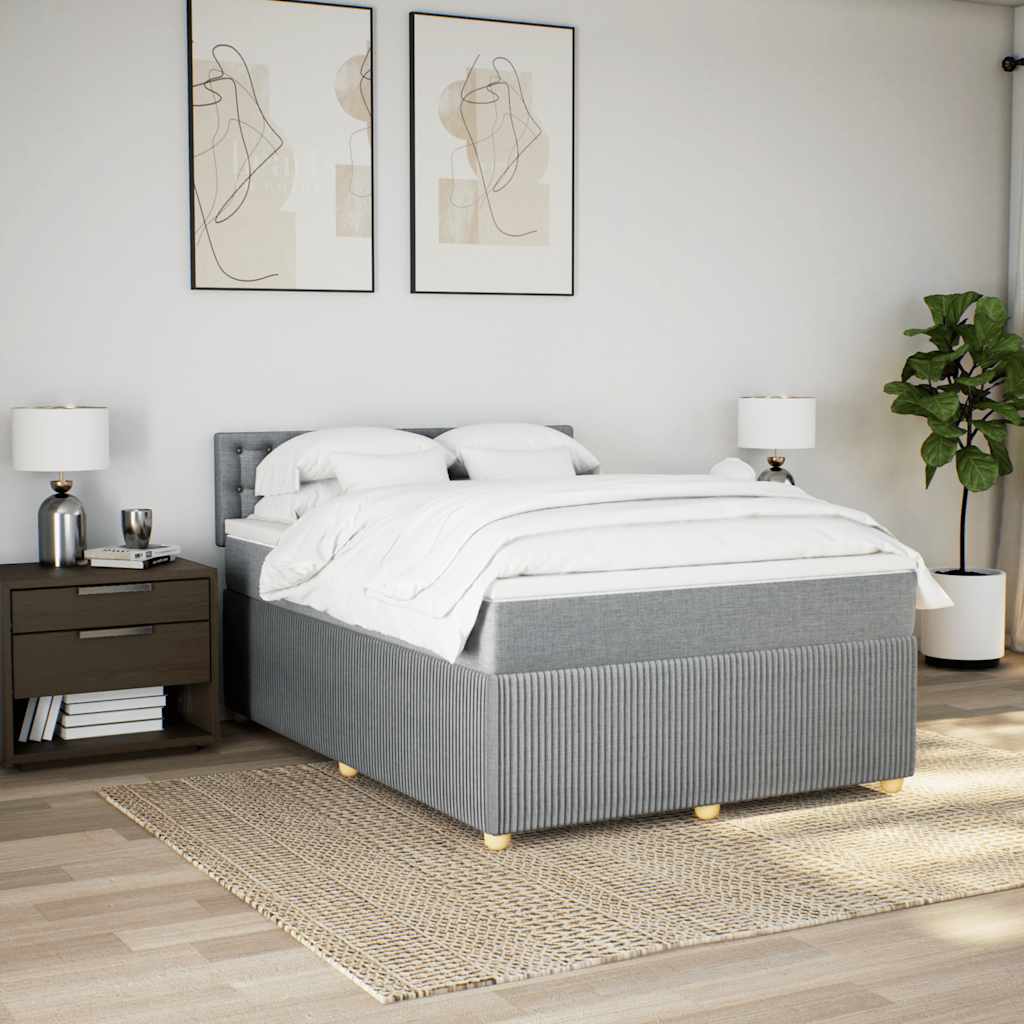 Boxspring met matras stof lichtgrijs 160x200 cm is nu te koop bij PeponiXL, paradijselijk wonen!