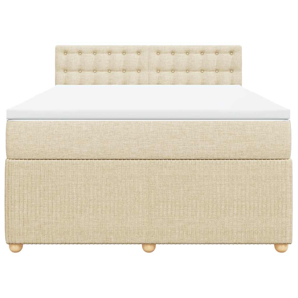 Boxspring met matras stof crèmekleurig 160x200 cm is nu te koop bij PeponiXL, paradijselijk wonen!