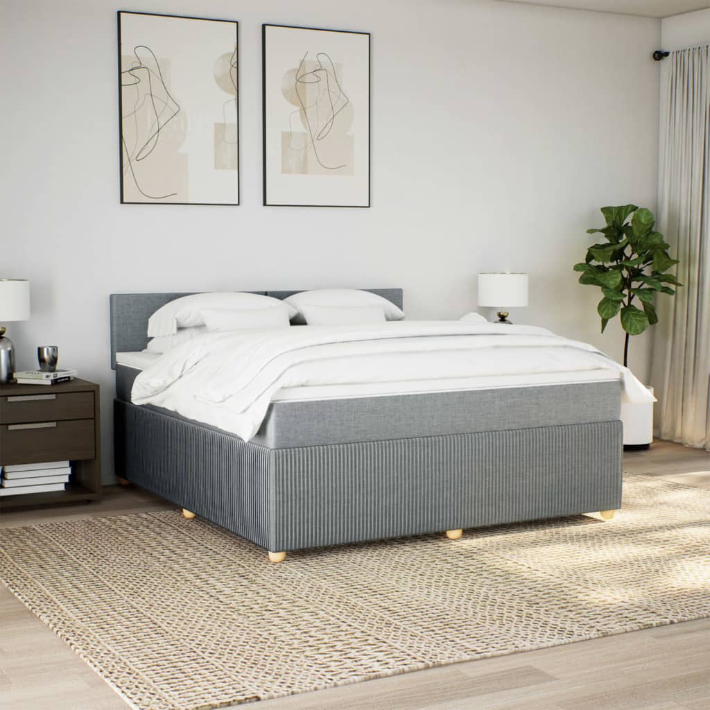 Boxspring met matras stof lichtgrijs 180x200 cm is nu te koop bij PeponiXL, paradijselijk wonen!