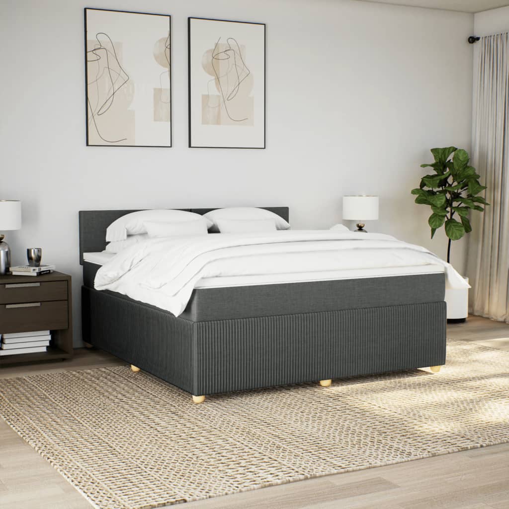 Boxspring met matras stof donkergrijs 180x200 cm is nu te koop bij PeponiXL, paradijselijk wonen!