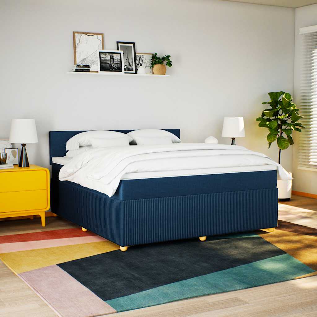 Boxspring met matras stof blauw 180x200 cm is nu te koop bij PeponiXL, paradijselijk wonen!