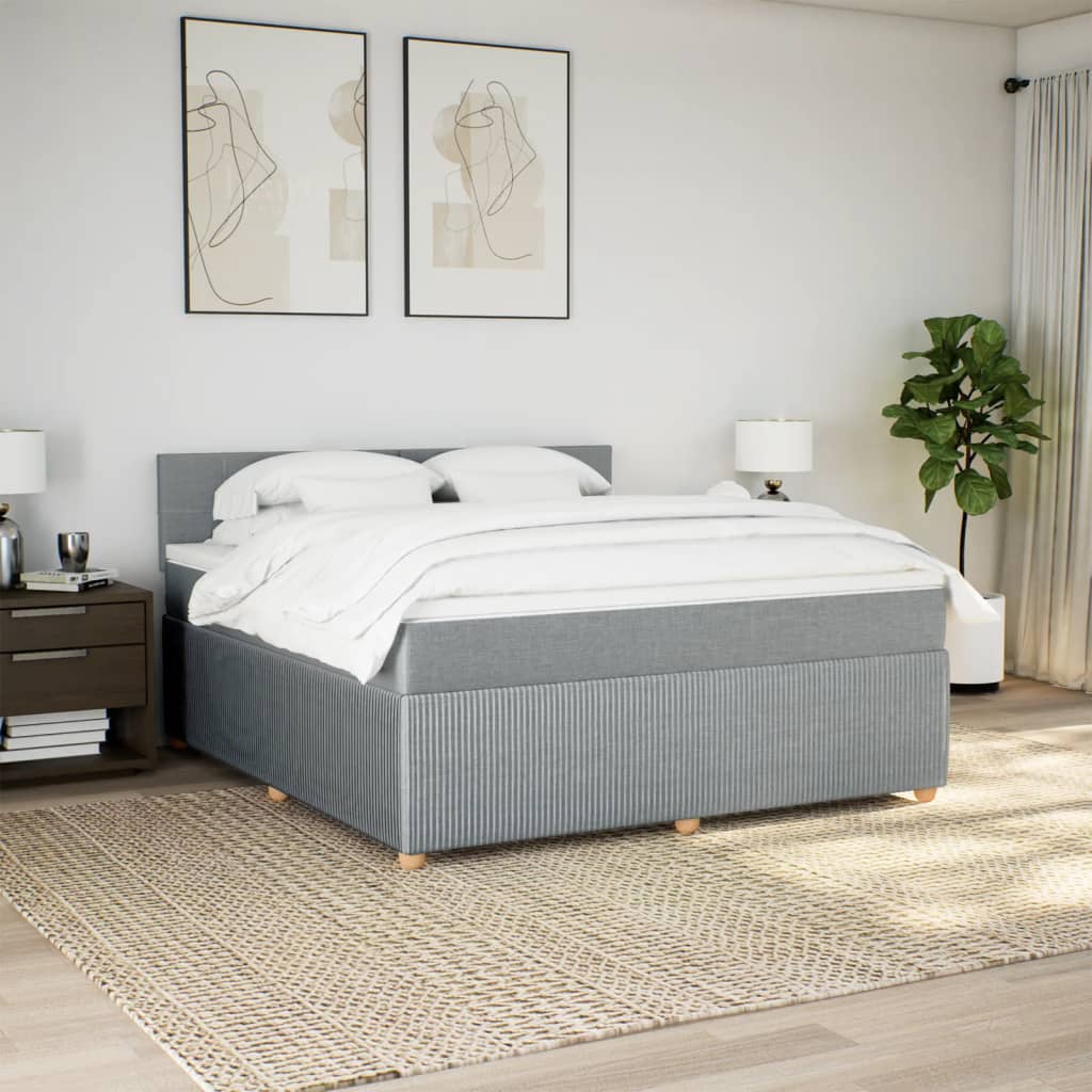 Boxspring met matras stof lichtgrijs 180x200 cm is nu te koop bij PeponiXL, paradijselijk wonen!