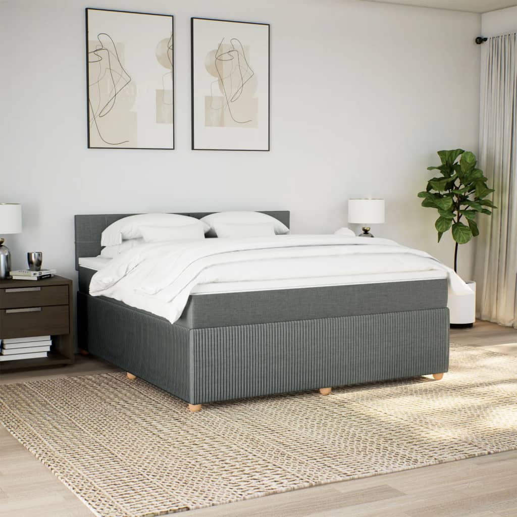 Boxspring met matras stof donkergrijs 180x200 cm is nu te koop bij PeponiXL, paradijselijk wonen!