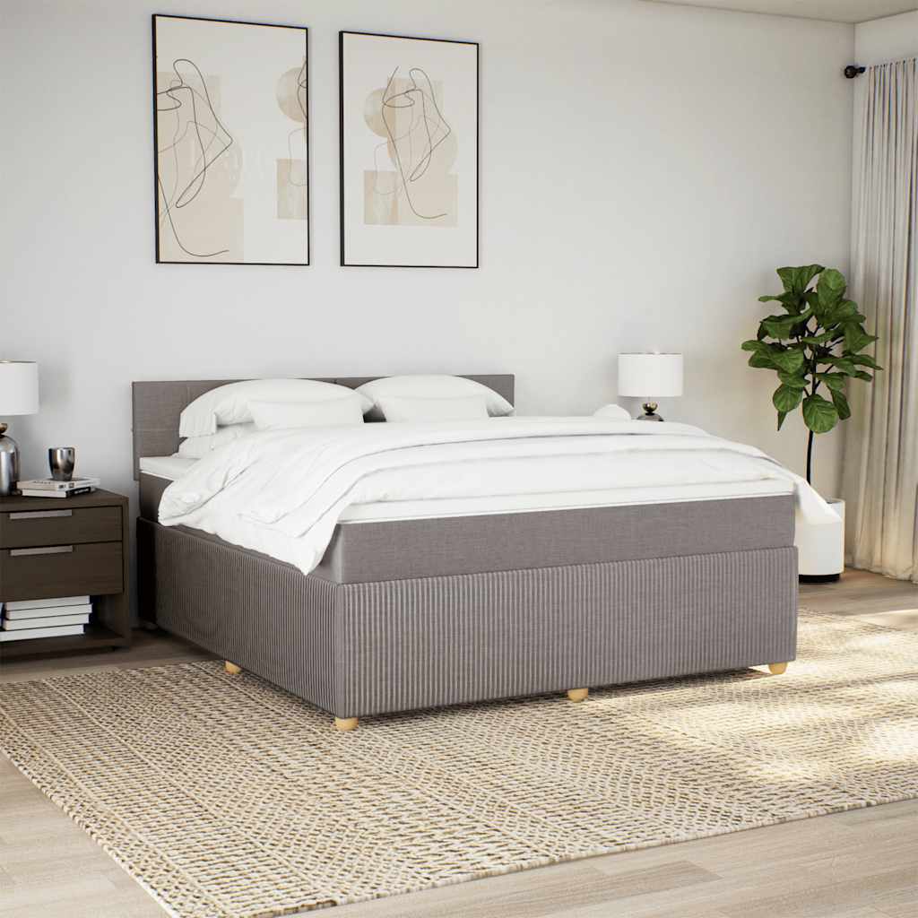 Boxspring met matras stof taupe 180x200 cm is nu te koop bij PeponiXL, paradijselijk wonen!