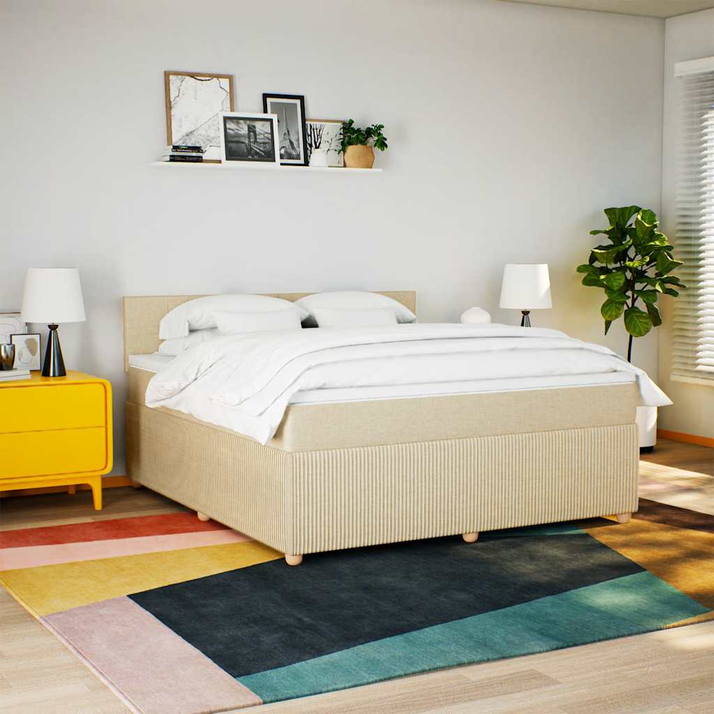 Boxspring met matras stof crèmekleurig 180x200 cm is nu te koop bij PeponiXL, paradijselijk wonen!