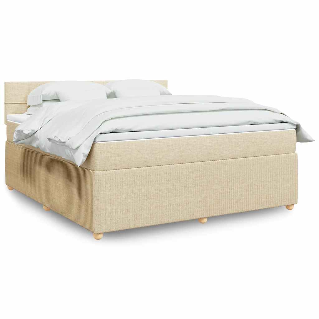 Boxspring met matras stof crèmekleurig 180x200 cm is nu te koop bij PeponiXL, paradijselijk wonen!