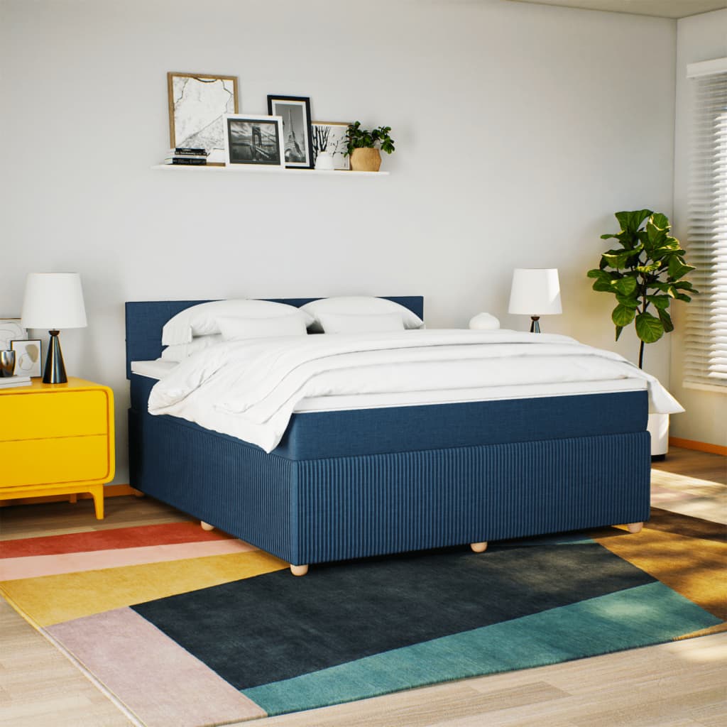 Boxspring met matras stof blauw 180x200 cm is nu te koop bij PeponiXL, paradijselijk wonen!